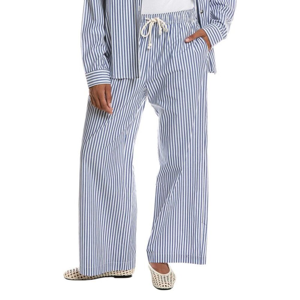 Perfectwhitetee Womens Andi Stripe Poplin Wide Leg Pant, Blue